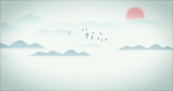 国风水墨山水穿越水墨山峰 意境 水墨山水画