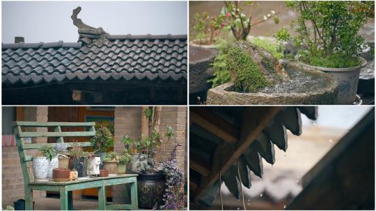 下雨天素材 中式庭院 环绕声 情绪氛围高清在线视频素材下载