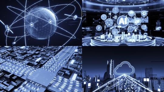 科技互联网AI智慧城市穿梭开场片头高清在线视频素材下载