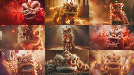 春节开业舞狮新年喜庆【合集】高清在线视频素材下载