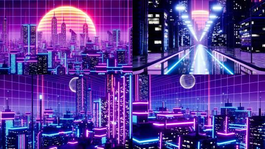 赛博朋克城市漫游高清在线视频素材下载