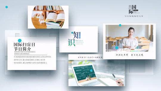 简洁清新国际扫盲日图文介绍AE模板
