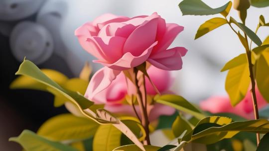唯美 绘画 粉色玫瑰花 玫瑰 花园 花朵