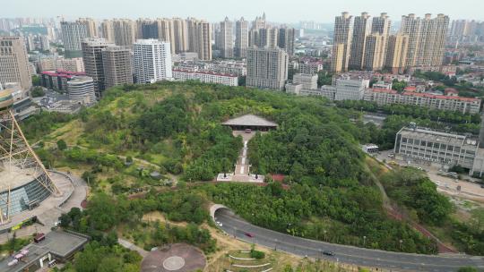 航拍湖南株洲神农城4A景区神农坛