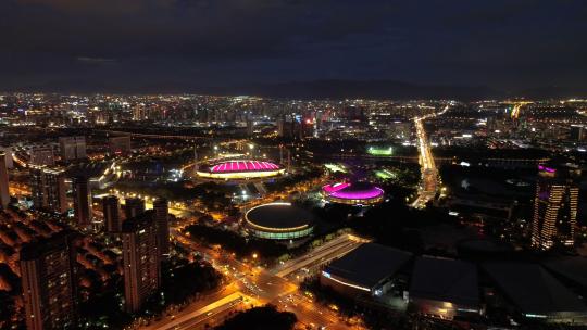 义乌梅湖国际博览中心夜景航拍