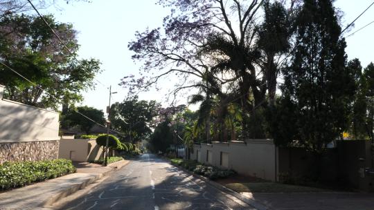 南非约翰内斯堡郊区街道的宽镜头视频素材模板下载