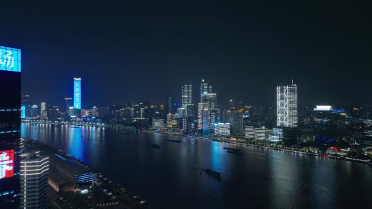 航拍上海北外滩夜景