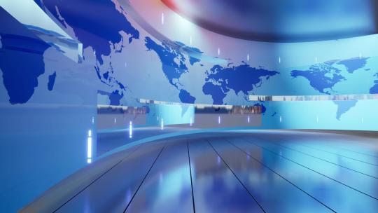 世界地图背景 新闻工作室背景4K