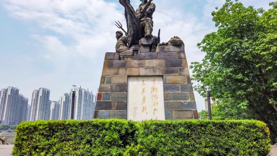 衡阳保卫战抗战雕像延时摄影视频素材模板下载