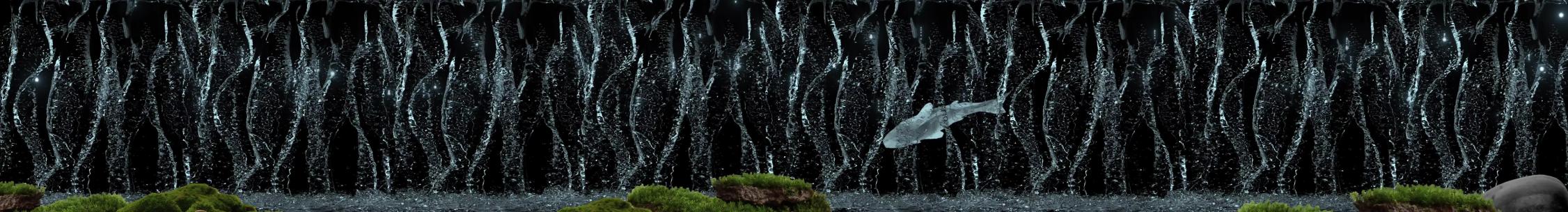瀑布锦鲤8K全息投影视频LED播放素材