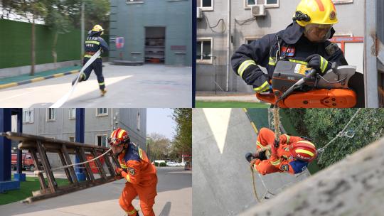 119宣传月消防员训练拍摄原始视频素材