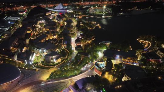 深圳南山区欢乐海岸夜景航拍视频素材模板下载