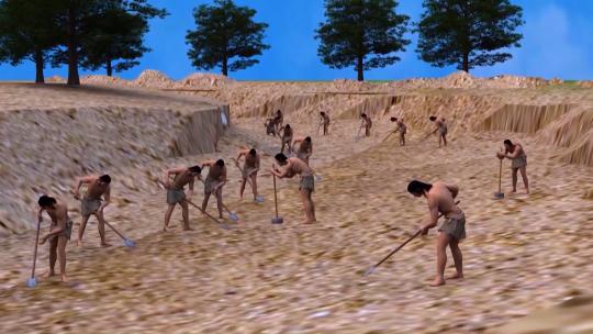 原始人修筑防御环壕保卫家园