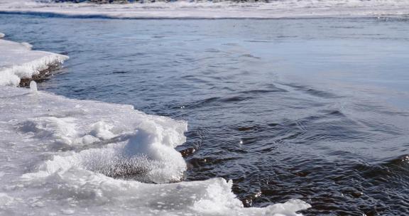 冰雪开始融化的河流