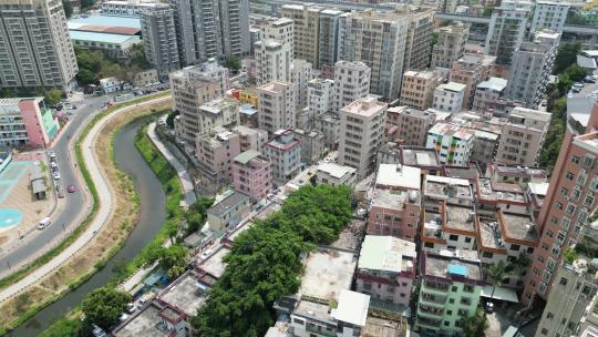 深圳龙岗区城中村无人机航拍4K视频素材模板下载