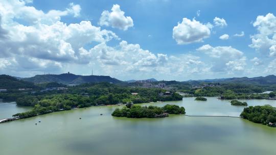 航拍广东旅游5A级惠州西湖景区湖景自然风景