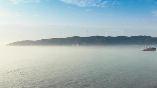 4K航拍福建霞浦县下尾岛晨雾云海