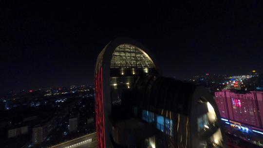 扬州五彩世界大楼夜景穿越机航拍
