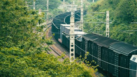 火车运输煤矿集装箱铁道口50帧FPS