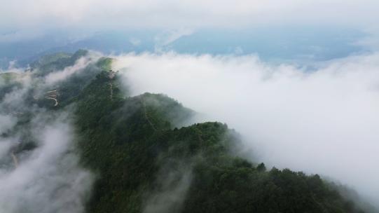 秦岭海棠山云涌延时日出清晨海拔高航拍