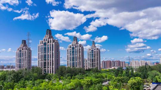 北京城市大气蓝天白云延时视频素材模板下载