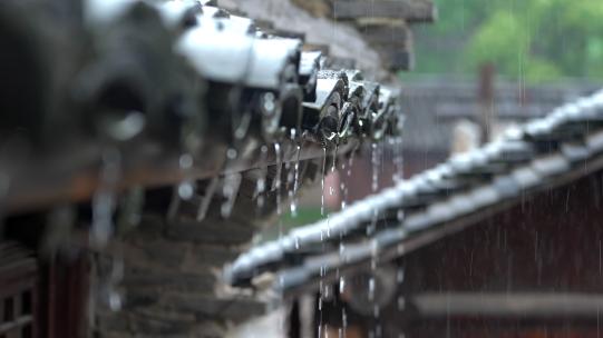 雨季屋檐雨滴古镇 乌镇