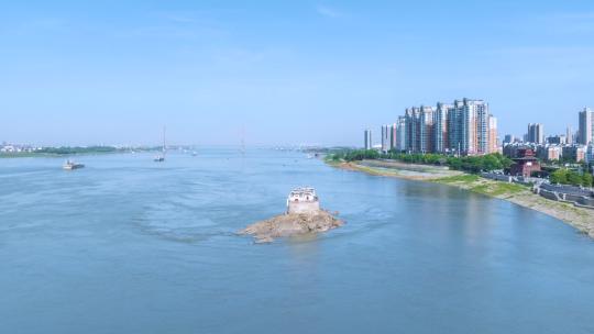 湖北省鄂州市观音阁甩尾航拍延时视频素材模板下载
