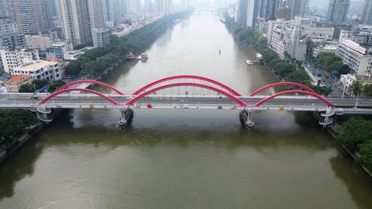 4K航拍广州解放大桥城市桥梁