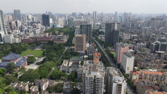 广州越秀区城市建筑群天际线城市交通