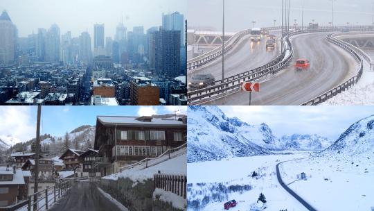 【合集】城市房屋路面雪景