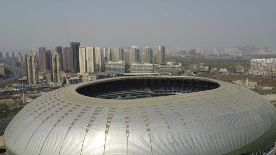 0047高清4k航拍天津奥林匹克中心体育馆建筑