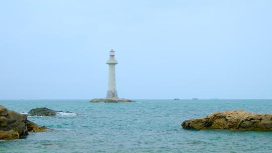 海面灯塔 航标灯 大海岩石礁石