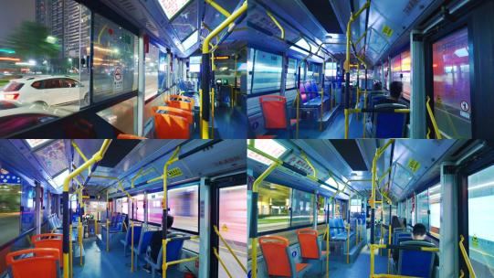 多角度-公交车行驶延时摄影视频素材模板下载