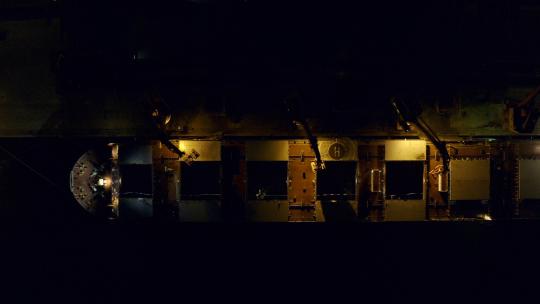 航拍夜景海港码头海景集装箱船防城港广西