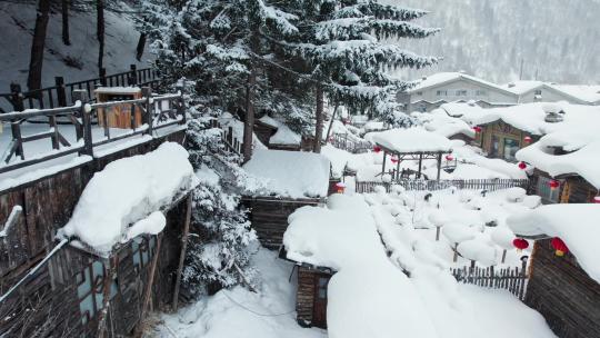 中国黑龙江雪乡航拍