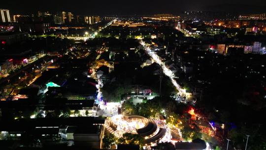 云南昆明官渡古镇4A景区夜景灯光航拍