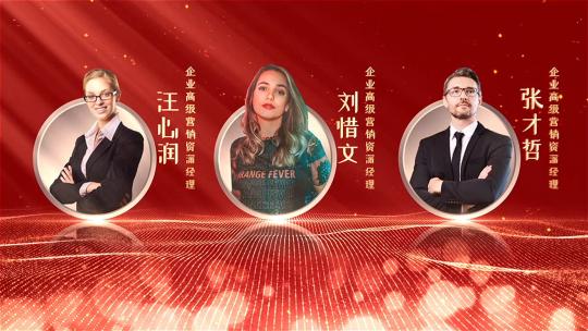 红色颁奖人物团队展示