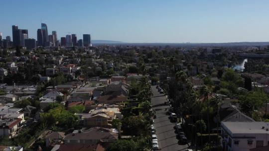 航拍洛杉矶城市天际线景观