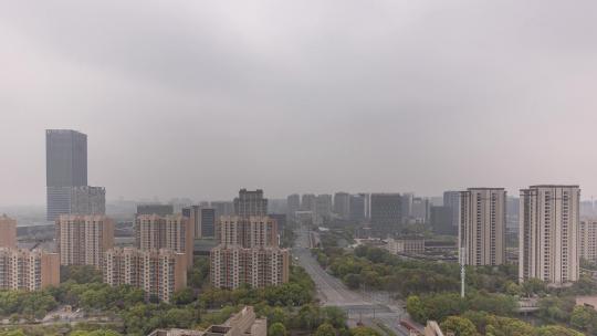 上海嘉定新城阴天车流延时4K视频素材模板下载