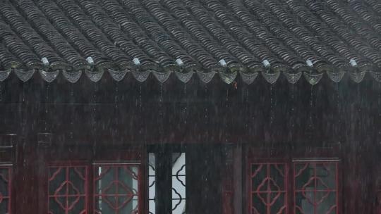 雨天下雨古建筑屋檐雨滴古风意境