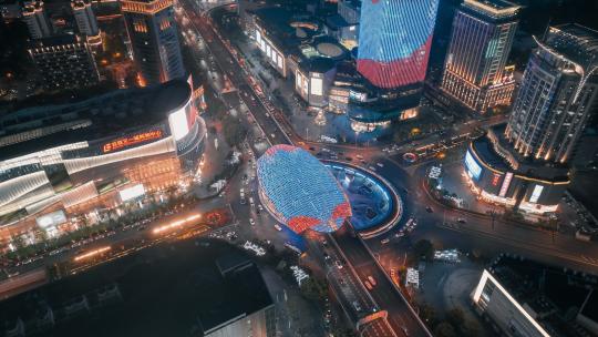 上海杨浦五角场夜景延时视频素材模板下载
