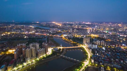 湖南衡阳蒸水夜景4k延时摄影视频素材模板下载