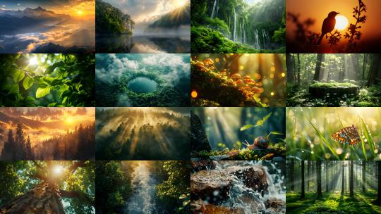 大自然森林唯美光影清晨森林丁达尔光高清在线视频素材下载