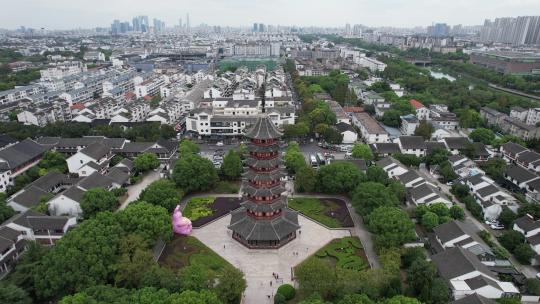 航拍江苏苏州盘门景区4A景区