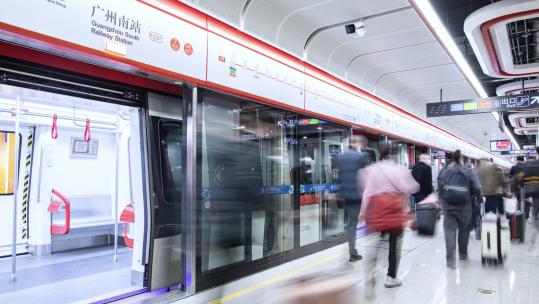 佛山2号线地铁 广州南站延时摄影视频素材模板下载