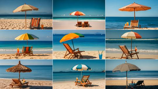 沙滩海浪夏日假期海边度假高清在线视频素材下载