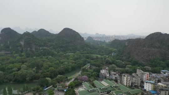 广西桂林山水风光七星景区4A景区航拍