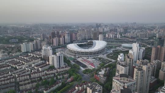上海体育场清晨航拍