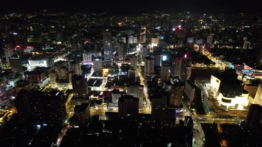 云南昆明商业圈城市夜景灯光航拍视频素材模板下载