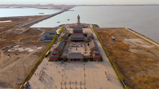 天津塘沽妈祖文化园航拍视频素材模板下载